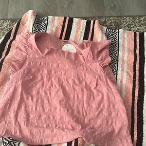 Plus Square Neck Ruffle Trim Textured Blouse